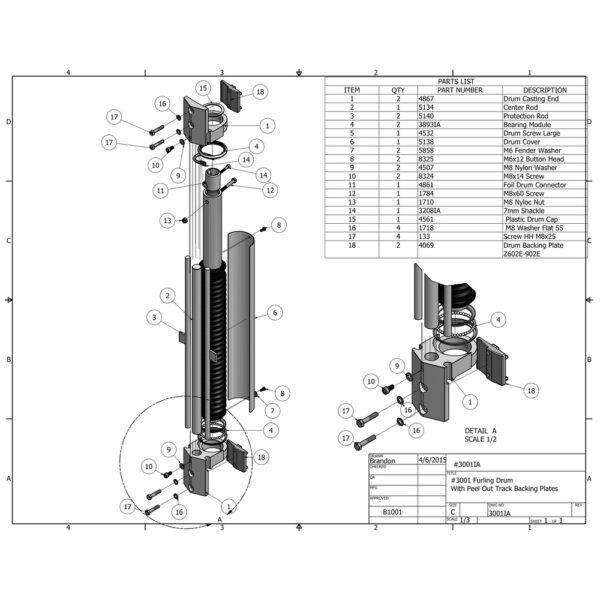 Z-Spars In-Mast Furling Unit Z602-Z902E 3633