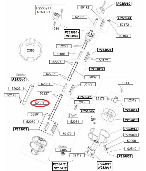 Profurl Lower Extrusion 2m C350 52031
