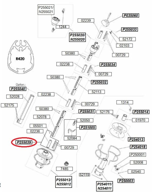 Profurl Lower Bearing Holder R420 P255039