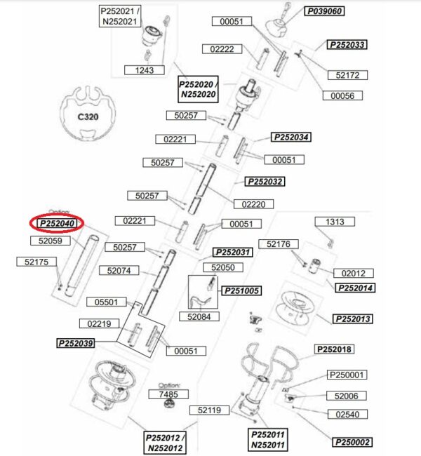 Profurl Integrated turnbuckle cylinder for C320 P252040
