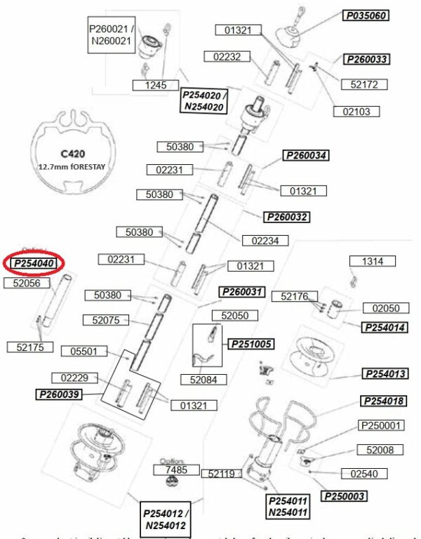 Profurl Integrated turnbuckle cylinder for C420 P254040