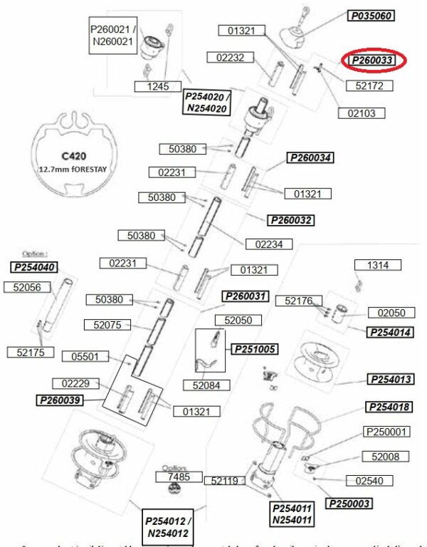 Profurl Complete Upper Bearing C420 C430 12.7mm Forestay P260033