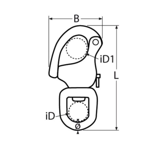 Marinetech Snap shackle with swivel eye