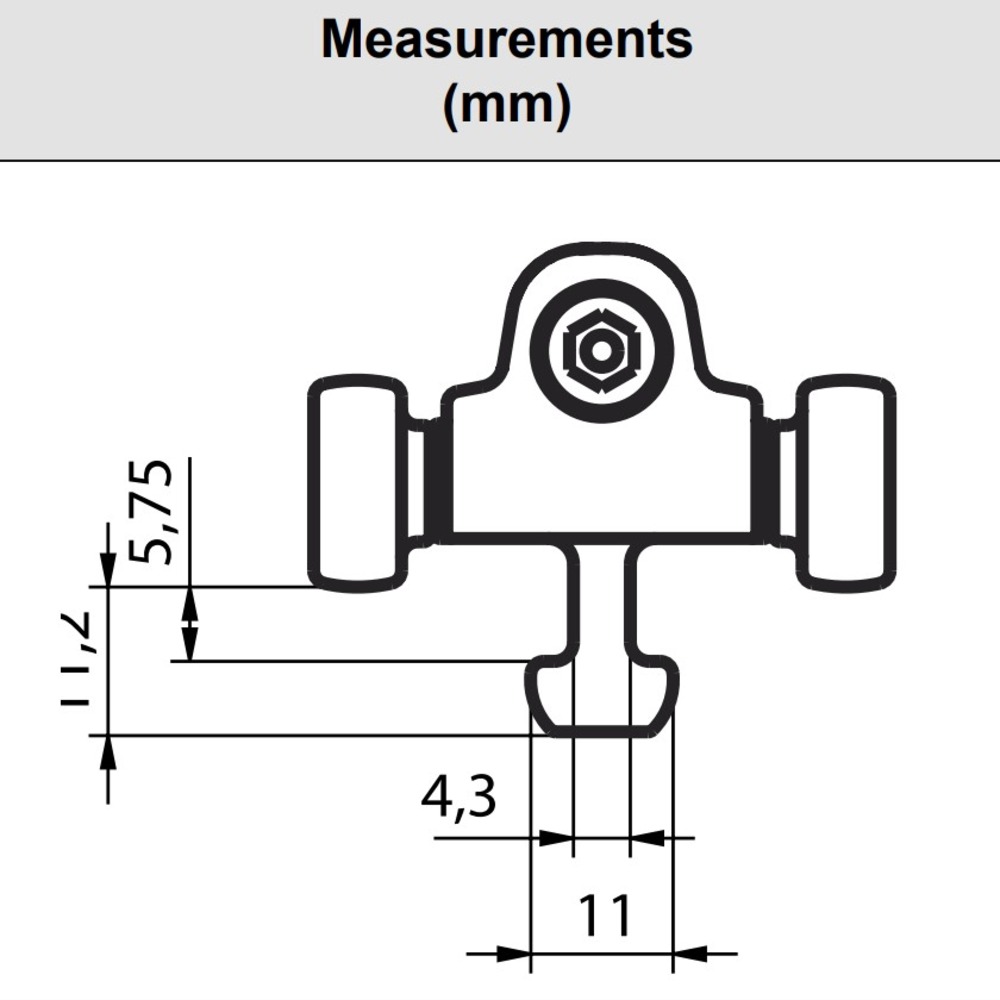 Selden OWS Batten car for Seldén / Kemp E- and D-sections M10 SCR 511-750-02